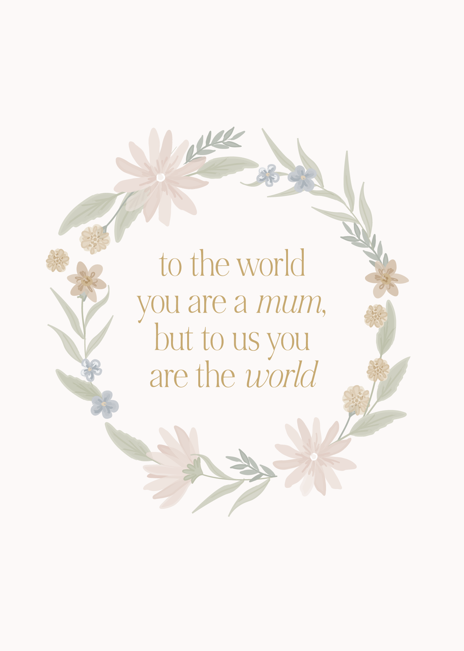 Greeting Card Blushing Floral- Mum Wreath
